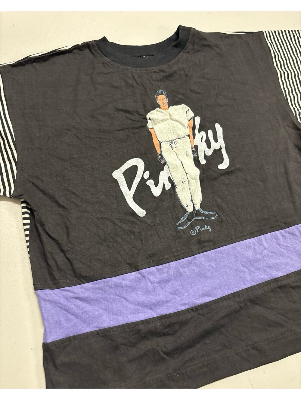 Vintage Pinky Play Clothing Co NWT Size P Striped Colorblock Graphic Tee USA